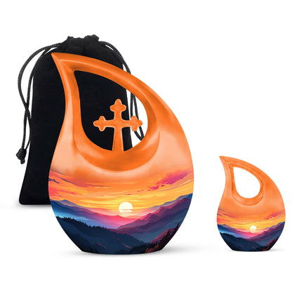 Wilderness Urn with Cross Drop design, customisable