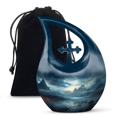 10-inch Wilderness Urn with Cross Drop design, 