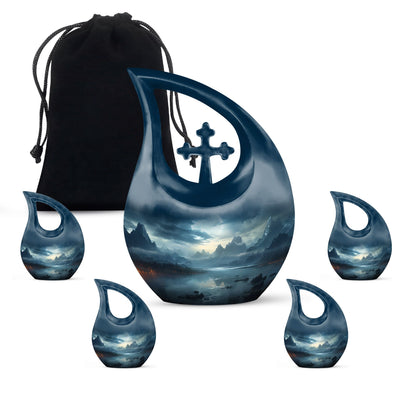 10-inch Wilderness Urn with Cross Drop design, 