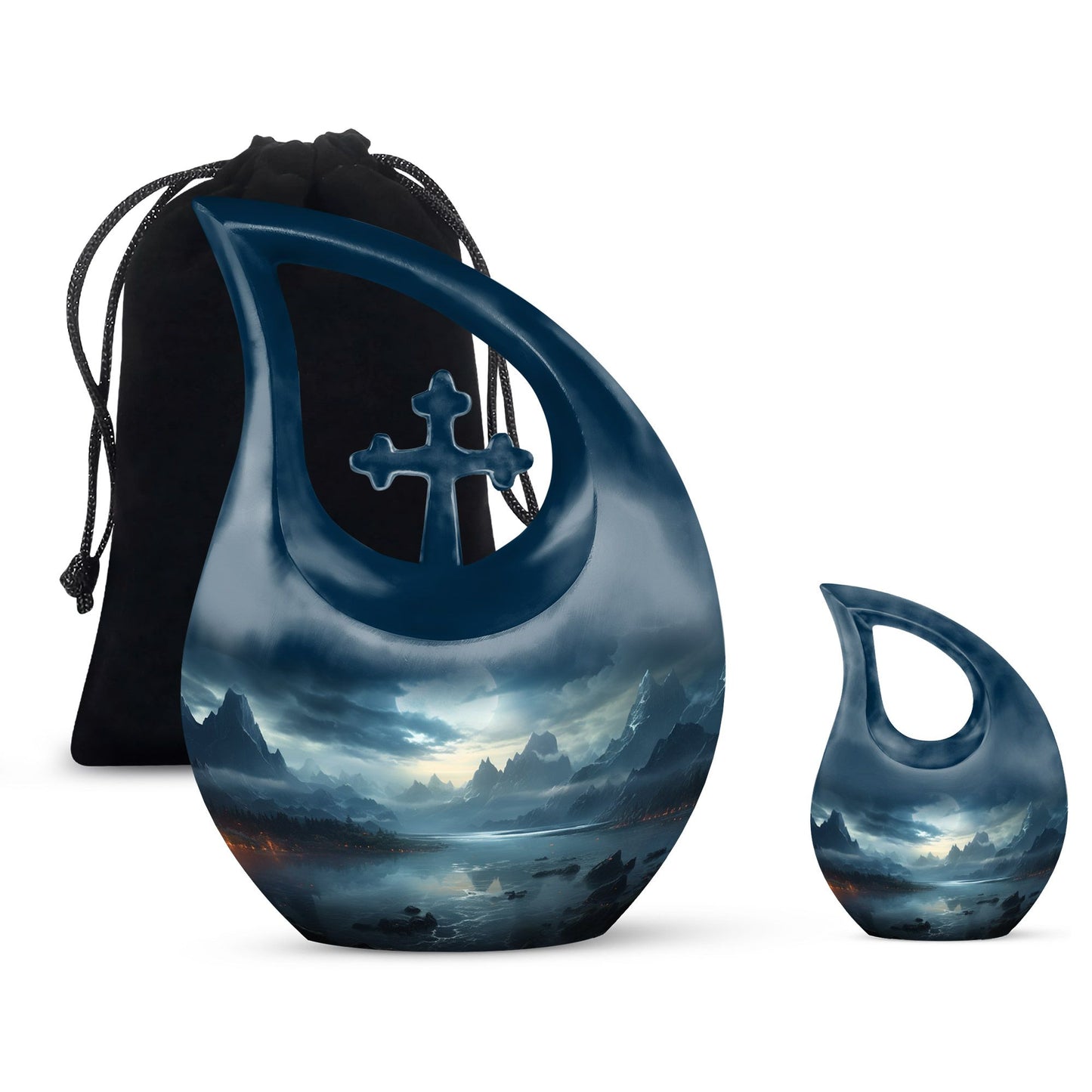 10-inch Wilderness Urn with Cross Drop design, 