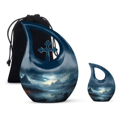 10-inch Wilderness Urn with Cross Drop design, 