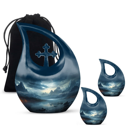 10-inch Wilderness Urn with Cross Drop design, 