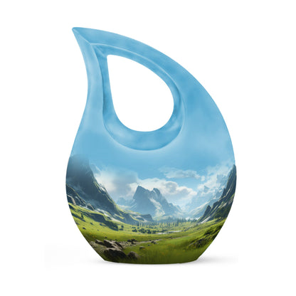 10-inch Mountain Urn with Cross Drop design, 