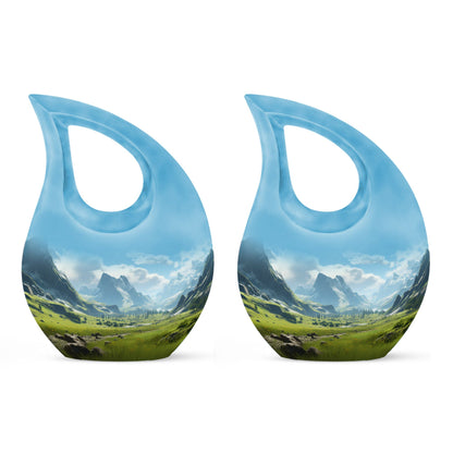 10-inch Mountain Urn with Cross Drop design, 