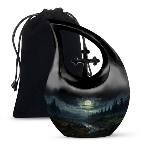 10 inch Wilderness Urn with Cross Drop Design, 