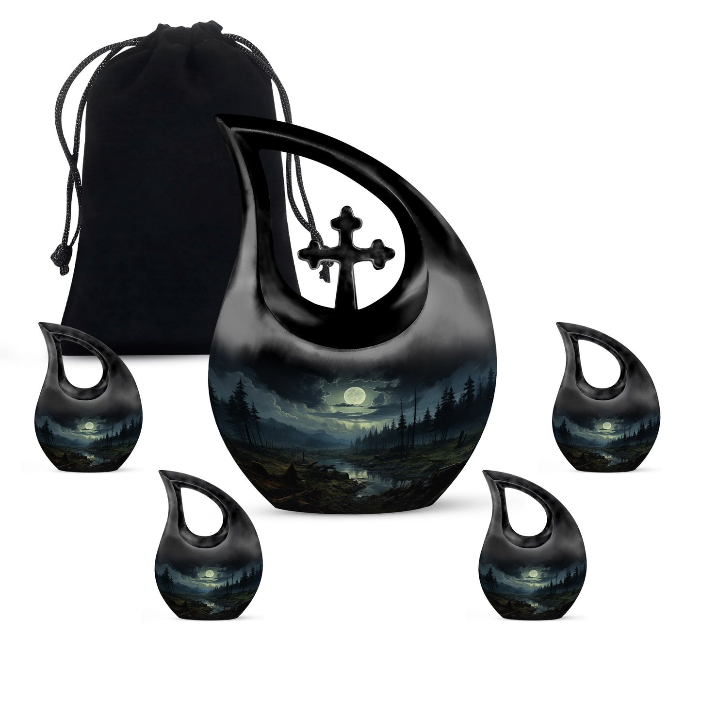 10 inch Wilderness Urn with Cross Drop Design, 