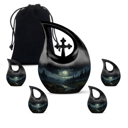 10 inch Wilderness Urn with Cross Drop Design, 