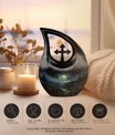 10 inch Wilderness Urn with Cross Drop Design, 
