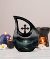 10 inch Wilderness Urn with Cross Drop Design, 