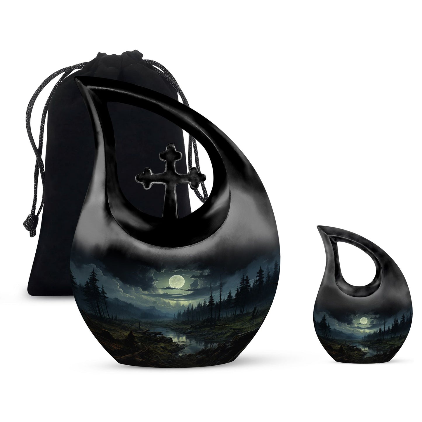 10 inch Wilderness Urn with Cross Drop Design, 