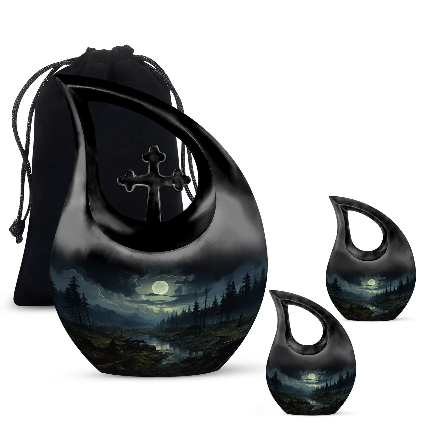 10 inch Wilderness Urn with Cross Drop Design, 