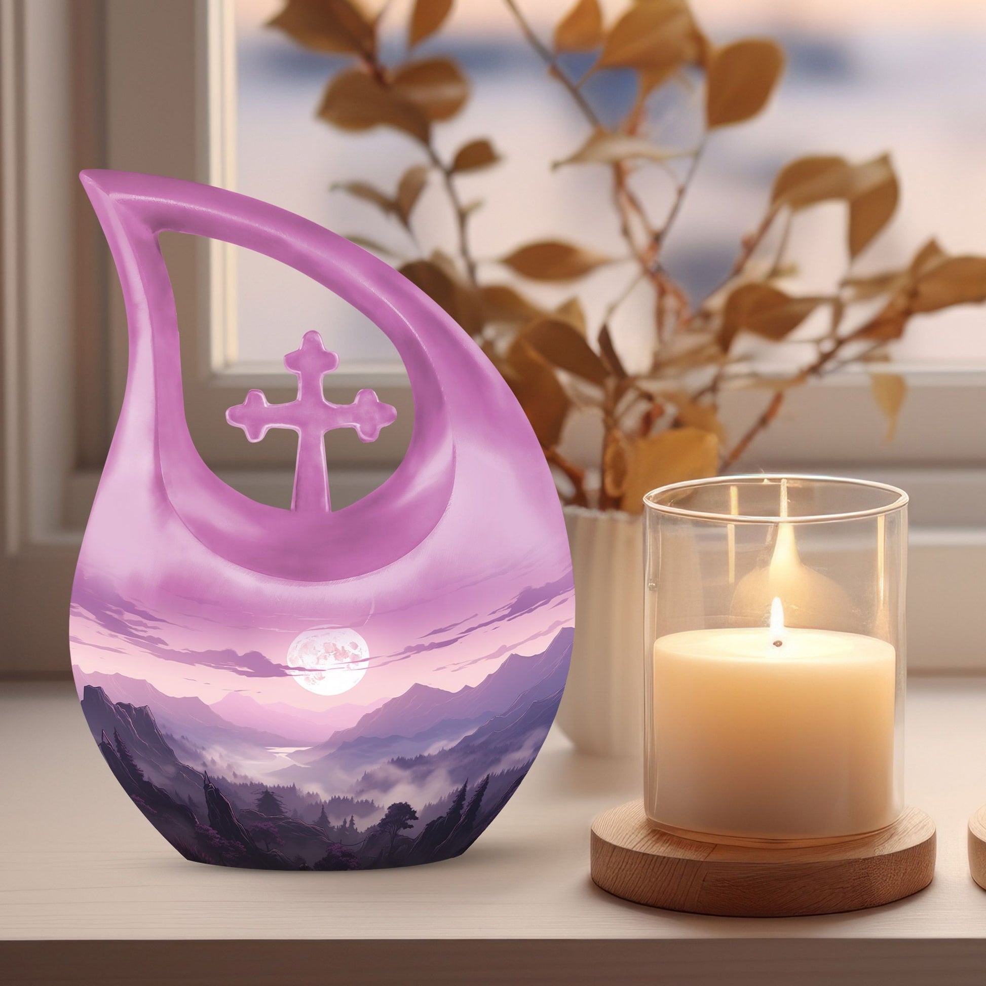 10-inch Wilderness Urn with Cross Drop Design, 
