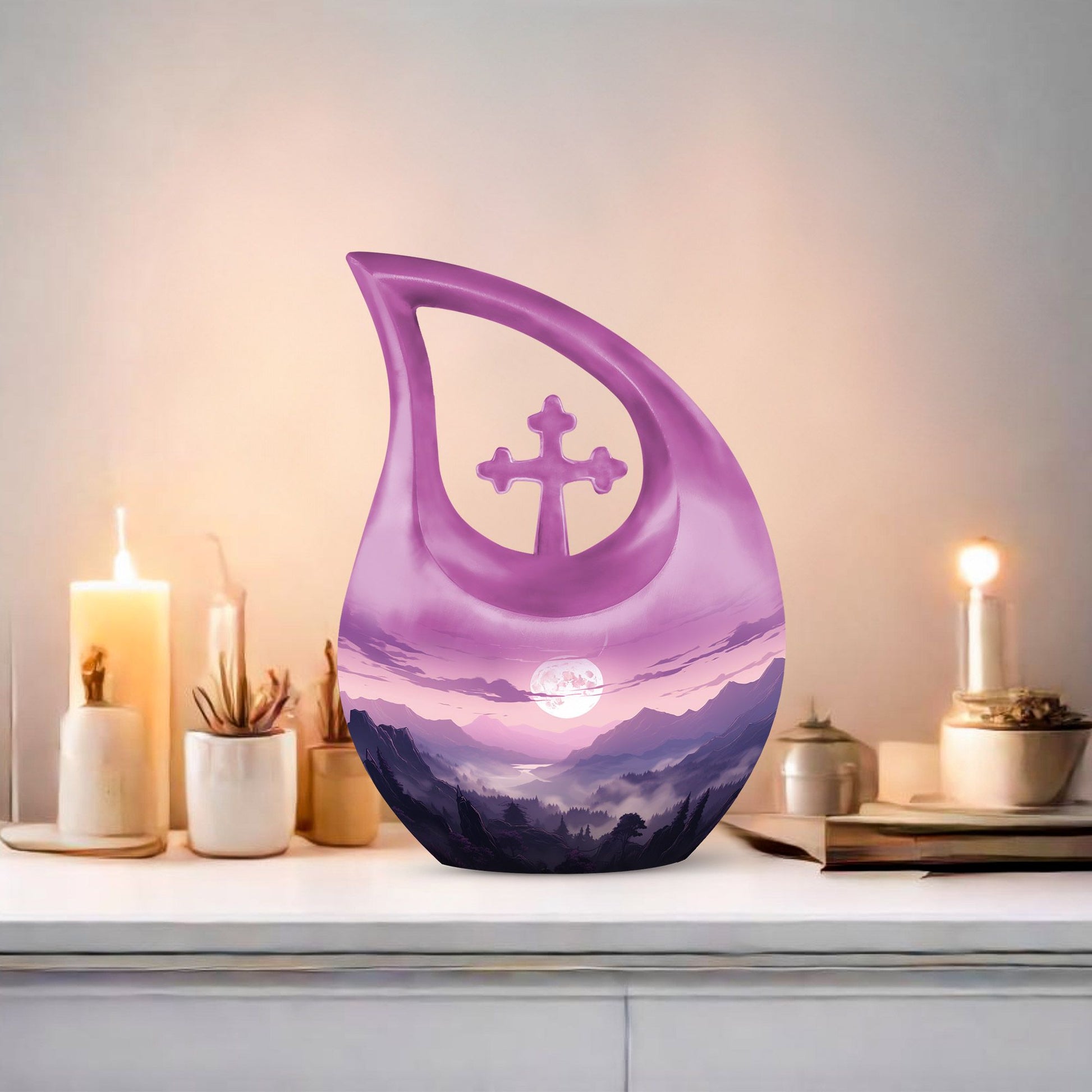 10-inch Wilderness Urn with Cross Drop Design, 