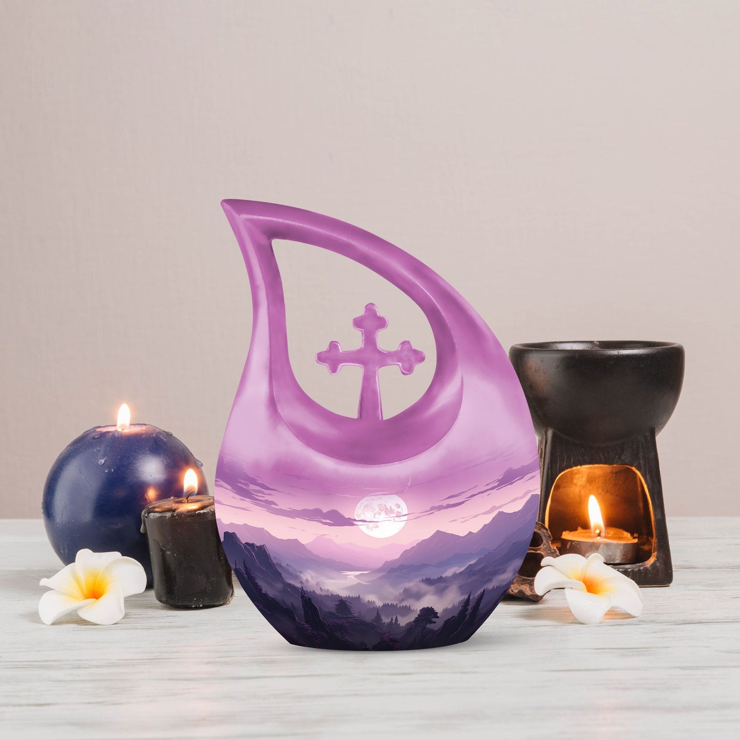 10-inch Wilderness Urn with Cross Drop Design, 