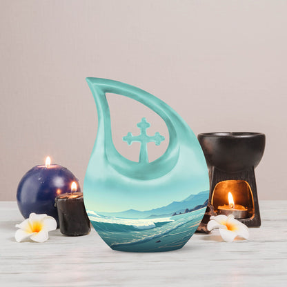 10-inch Wilderness Urn, Cross Drop design,