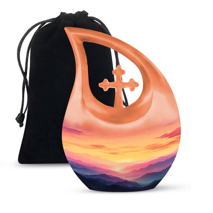10-inch Wilderness Urn with Cross Drop design, customized, 