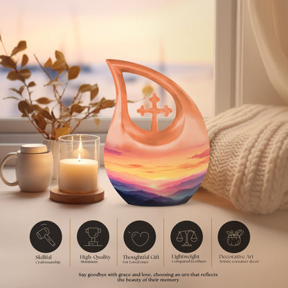 10-inch Wilderness Urn with Cross Drop design, customized, 