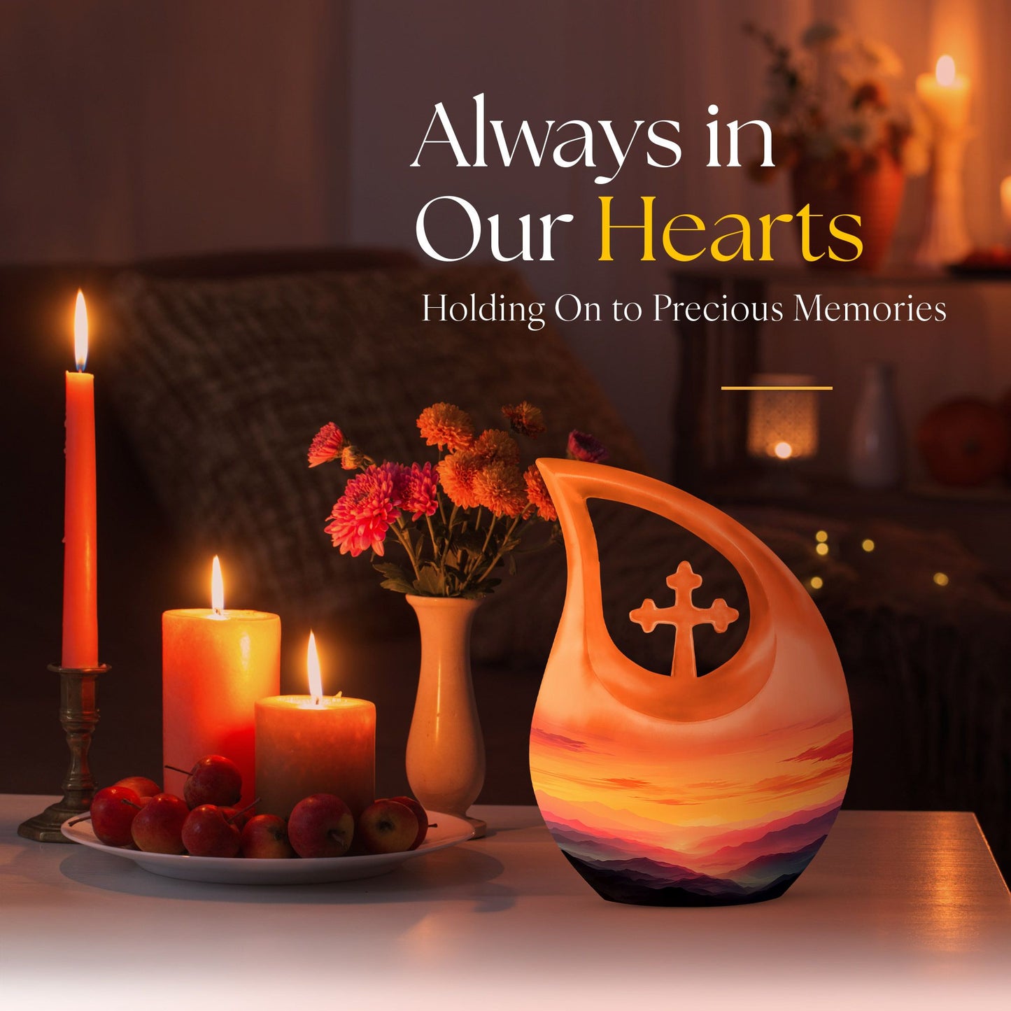 10-inch Wilderness Urn with Cross Drop design, customized, 