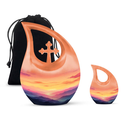 10-inch Wilderness Urn with Cross Drop design, customized, 