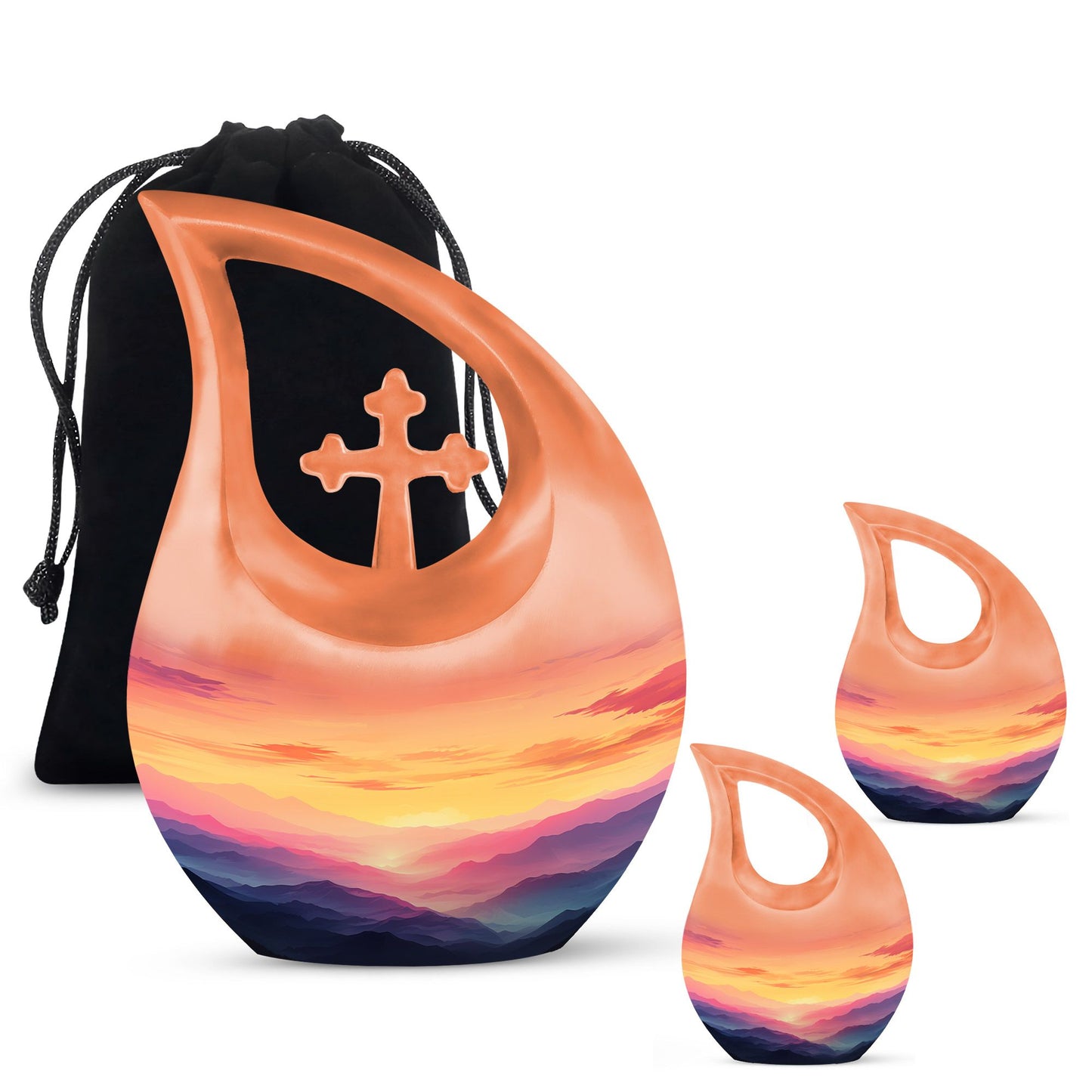 10-inch Wilderness Urn with Cross Drop design, customized, 