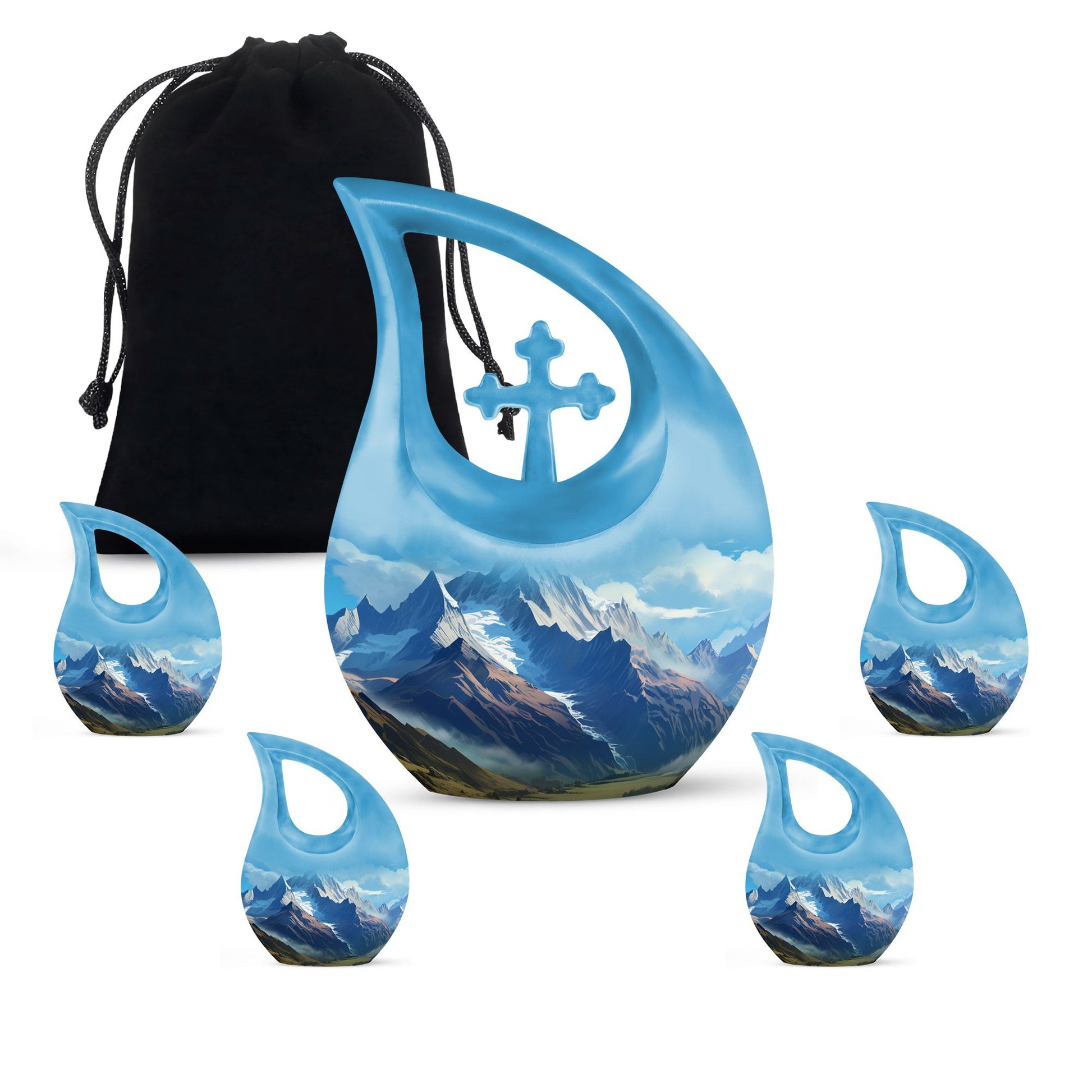 10-inch Wilderness Urn with Cross Drop design, includes