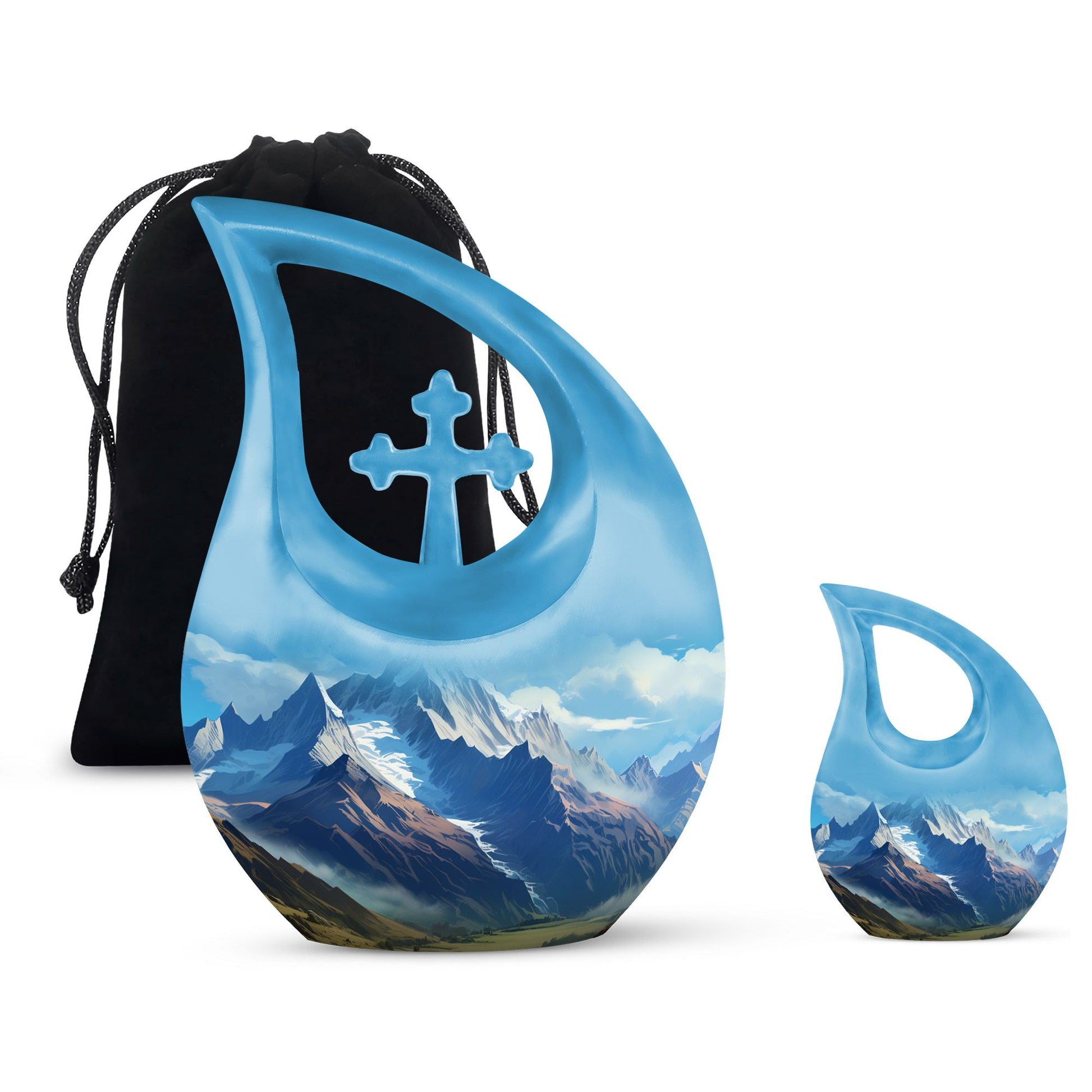 10-inch Wilderness Urn with Cross Drop design, includes