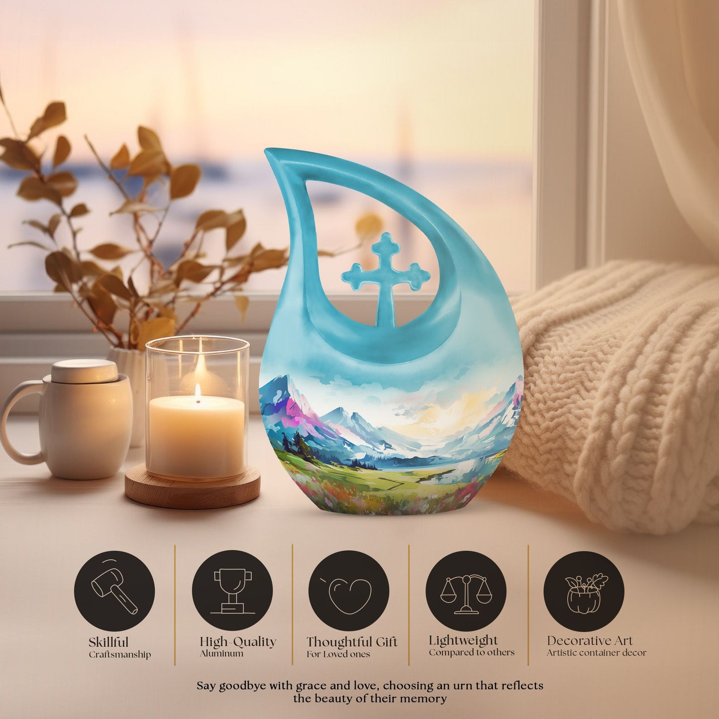 Medium size Wilderness Urn with a Cross Drop design, 