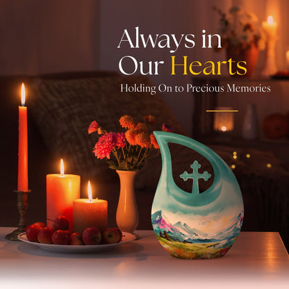 Medium size Wilderness Urn with a Cross Drop design, 