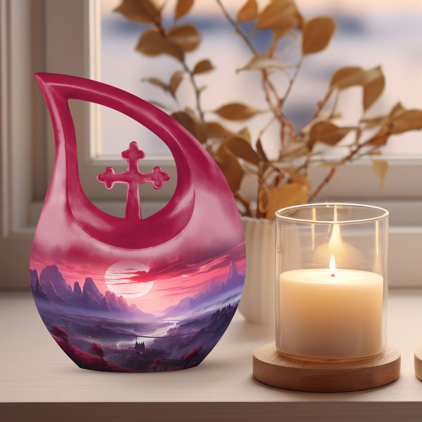  Wilderness Urn in Cross Drop design, Personalized Adult 