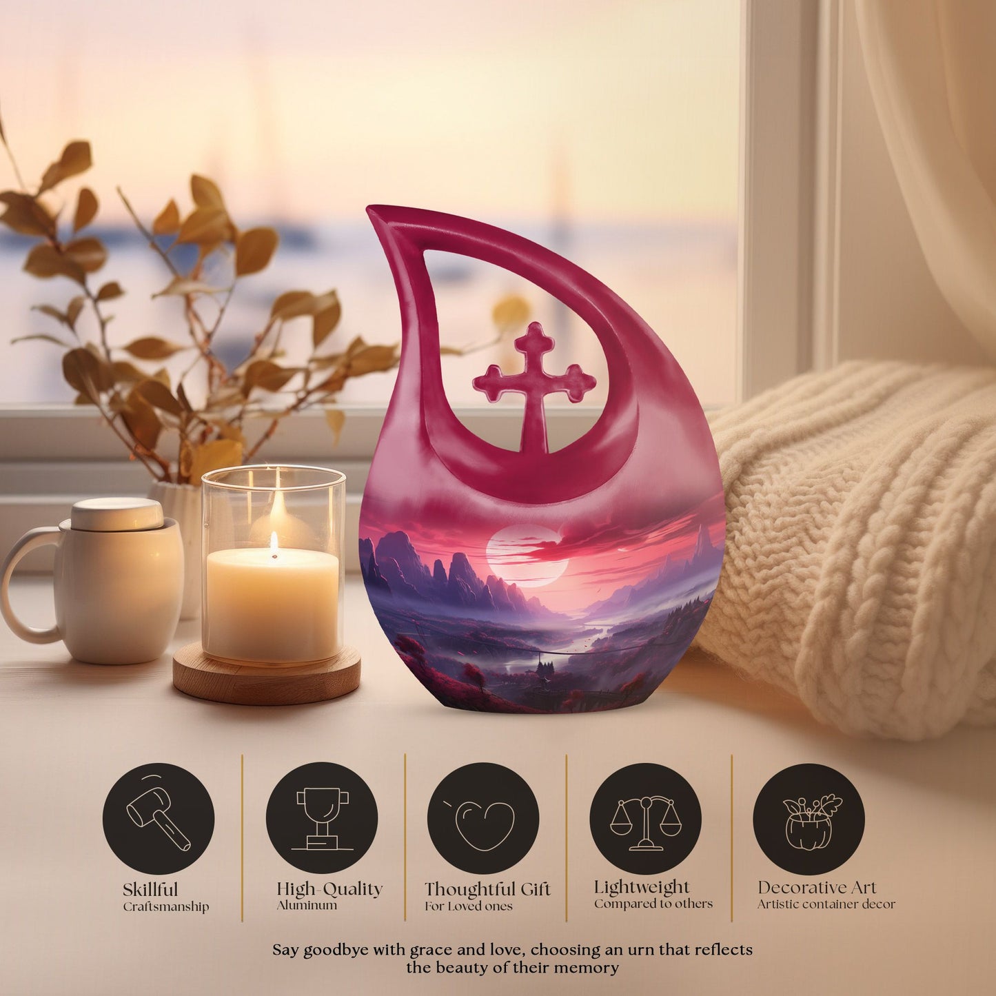  Wilderness Urn in Cross Drop design, Personalized Adult 