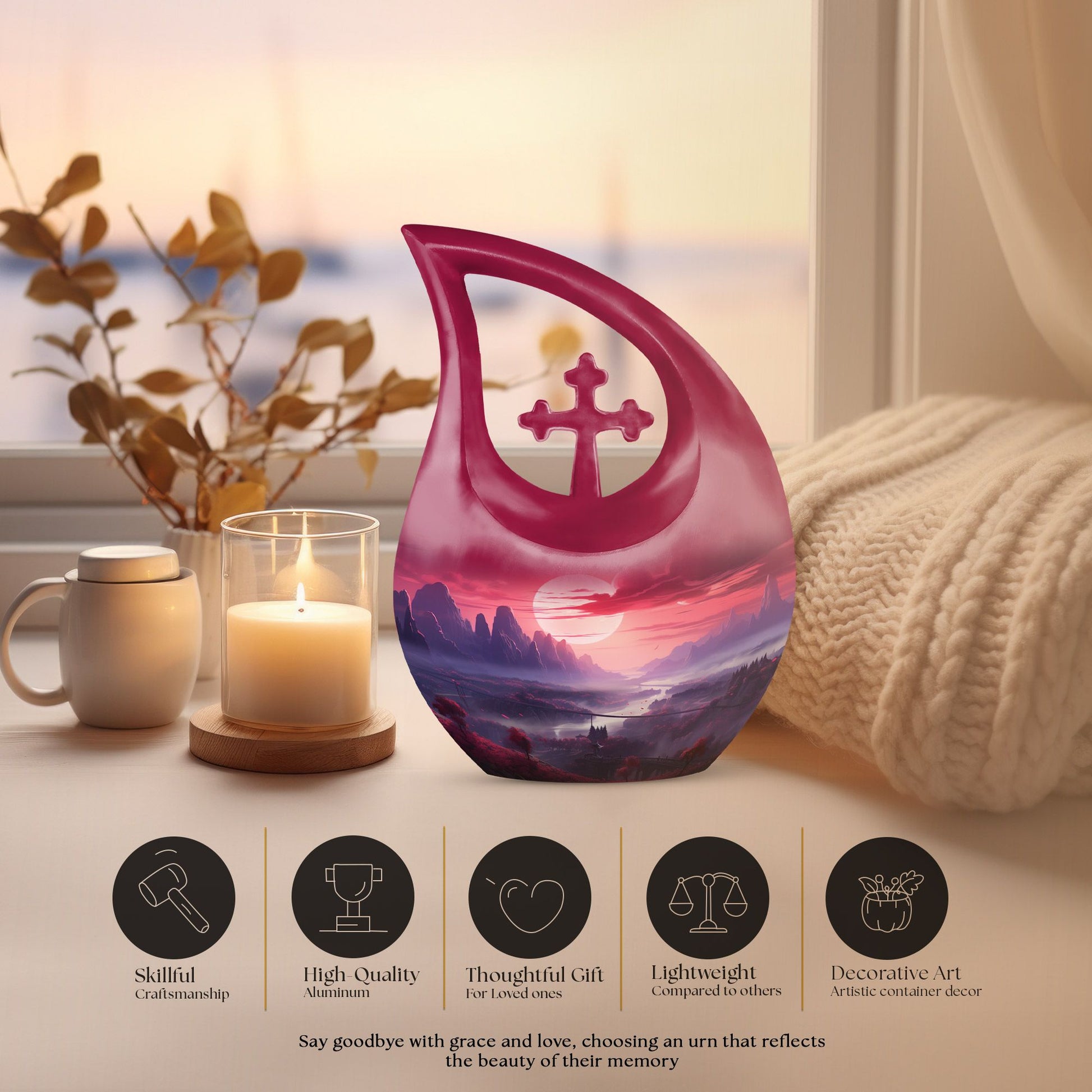  Wilderness Urn in Cross Drop design, Personalized Adult 
