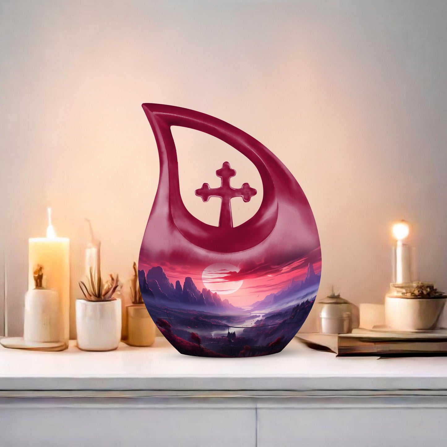  Wilderness Urn in Cross Drop design, Personalized Adult 