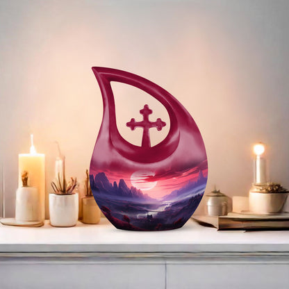  Wilderness Urn in Cross Drop design, Personalized Adult 