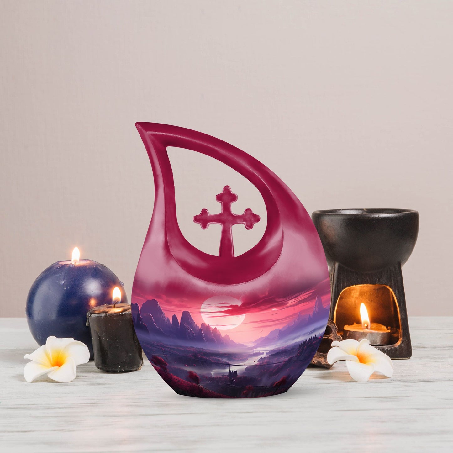  Wilderness Urn in Cross Drop design, Personalized Adult 