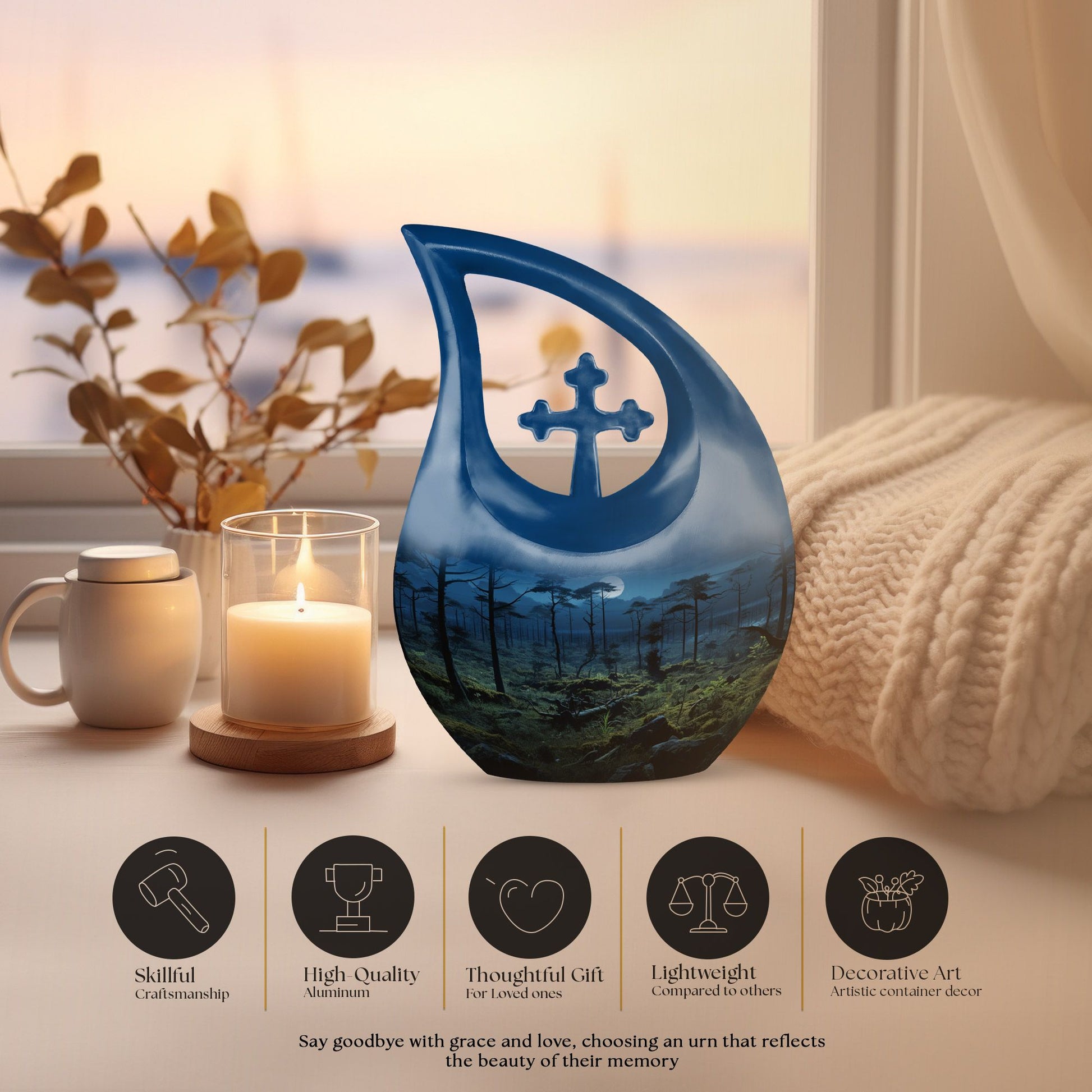 Wilderness Urn, Cross Drop Outdoor Urn with capacity 