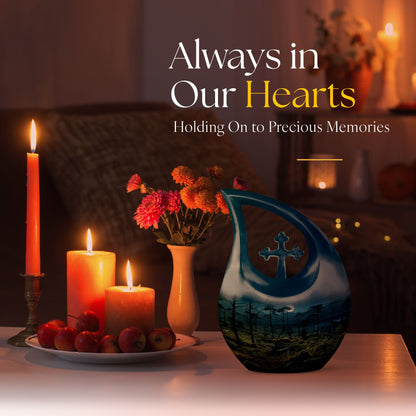Wilderness Urn, Cross Drop Outdoor Urn with capacity 