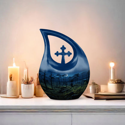 Wilderness Urn, Cross Drop Outdoor Urn with capacity 