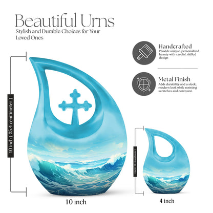 10-inch Wilderness Urn, Cross Drop design, customized