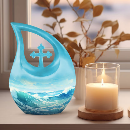 10-inch Wilderness Urn, Cross Drop design, customized