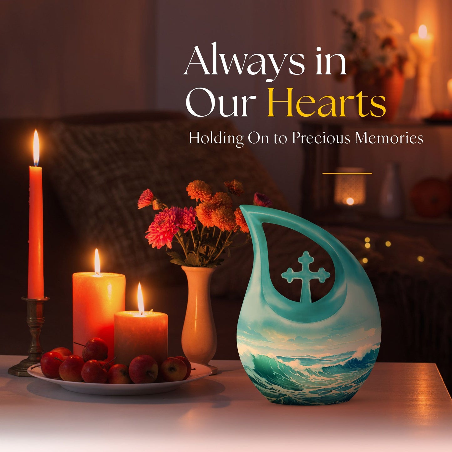 10-inch Wilderness Urn, Cross Drop design, customized