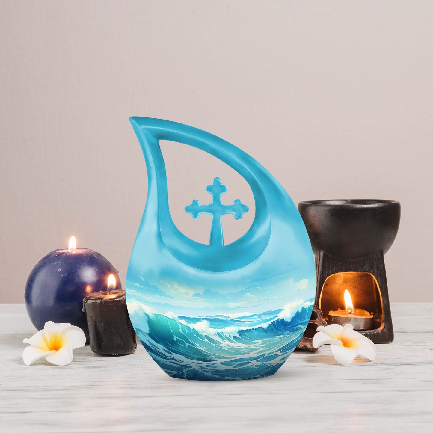 10-inch Wilderness Urn, Cross Drop design, customized