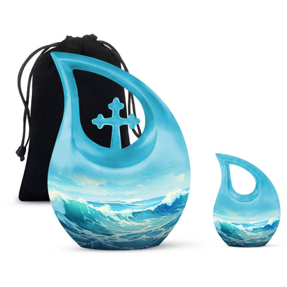 10-inch Wilderness Urn, Cross Drop design, customized