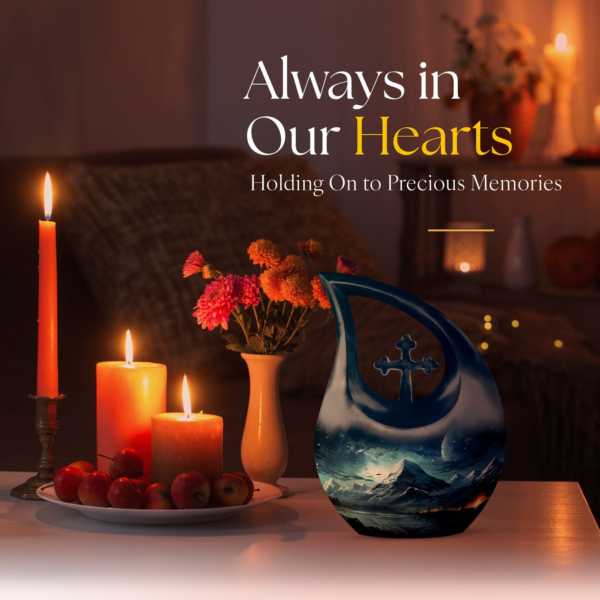 10-inch Wilderness Urn for Dad, Cross Drop 