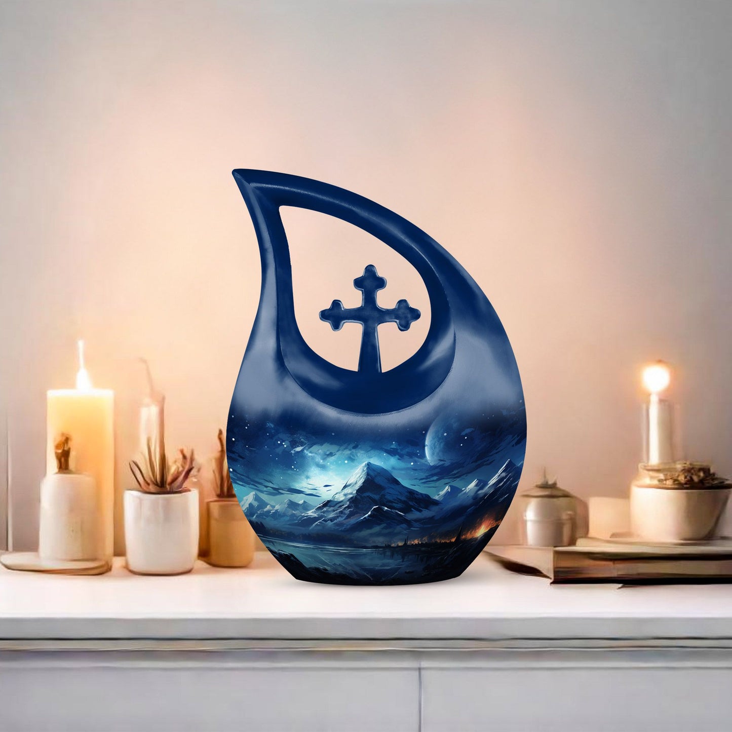 10-inch Wilderness Urn for Dad, Cross Drop 