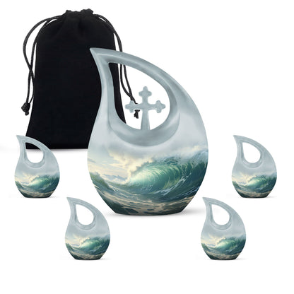 10-inch Wilderness Urn with Cross Drop design,