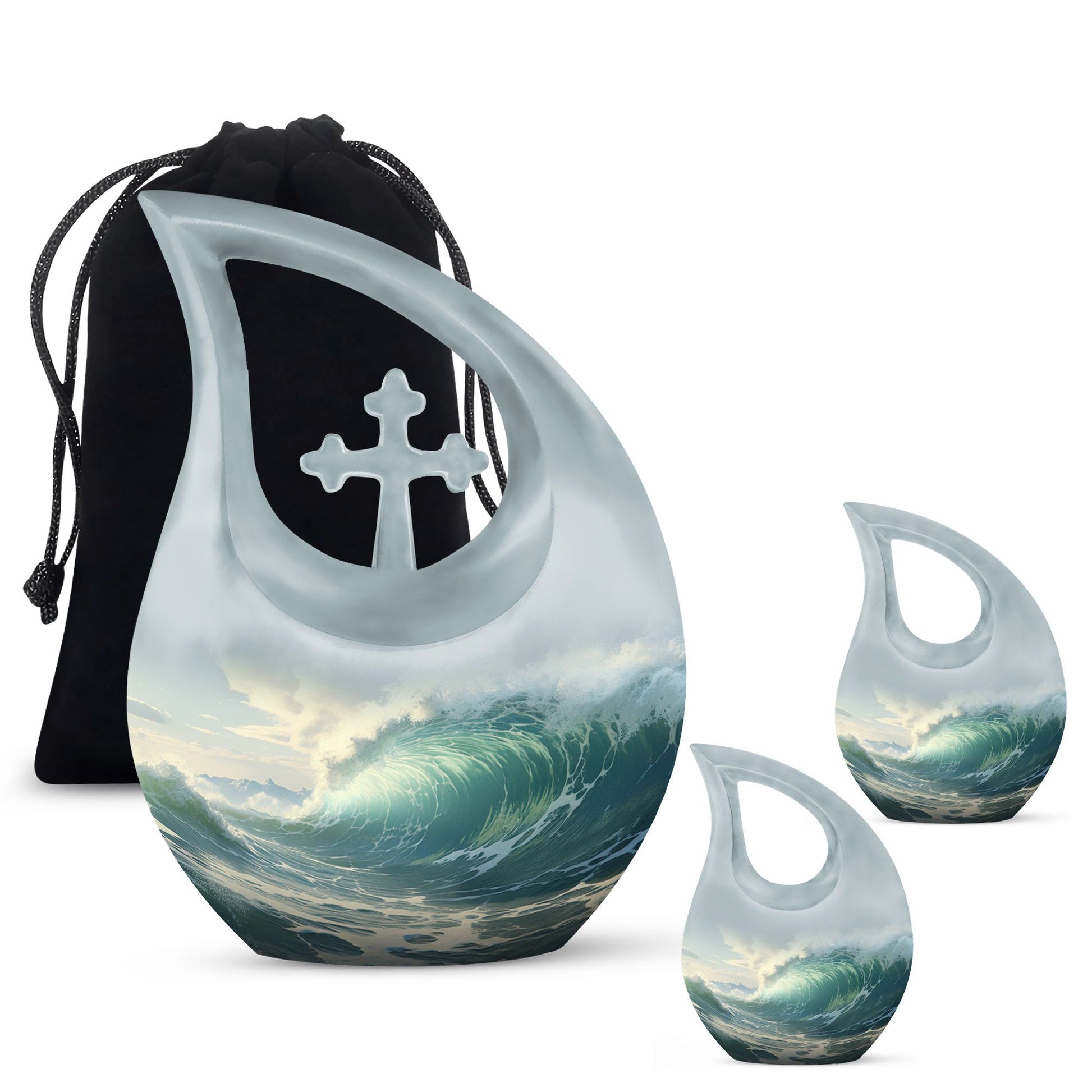 10-inch Wilderness Urn with Cross Drop design,