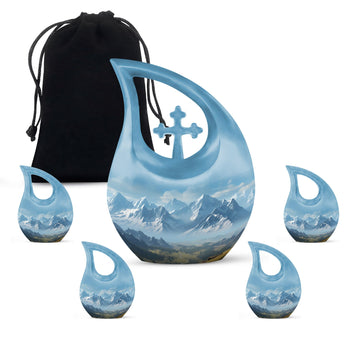 10 inch large Urn with 4 Keepsake 3 Inch Urns