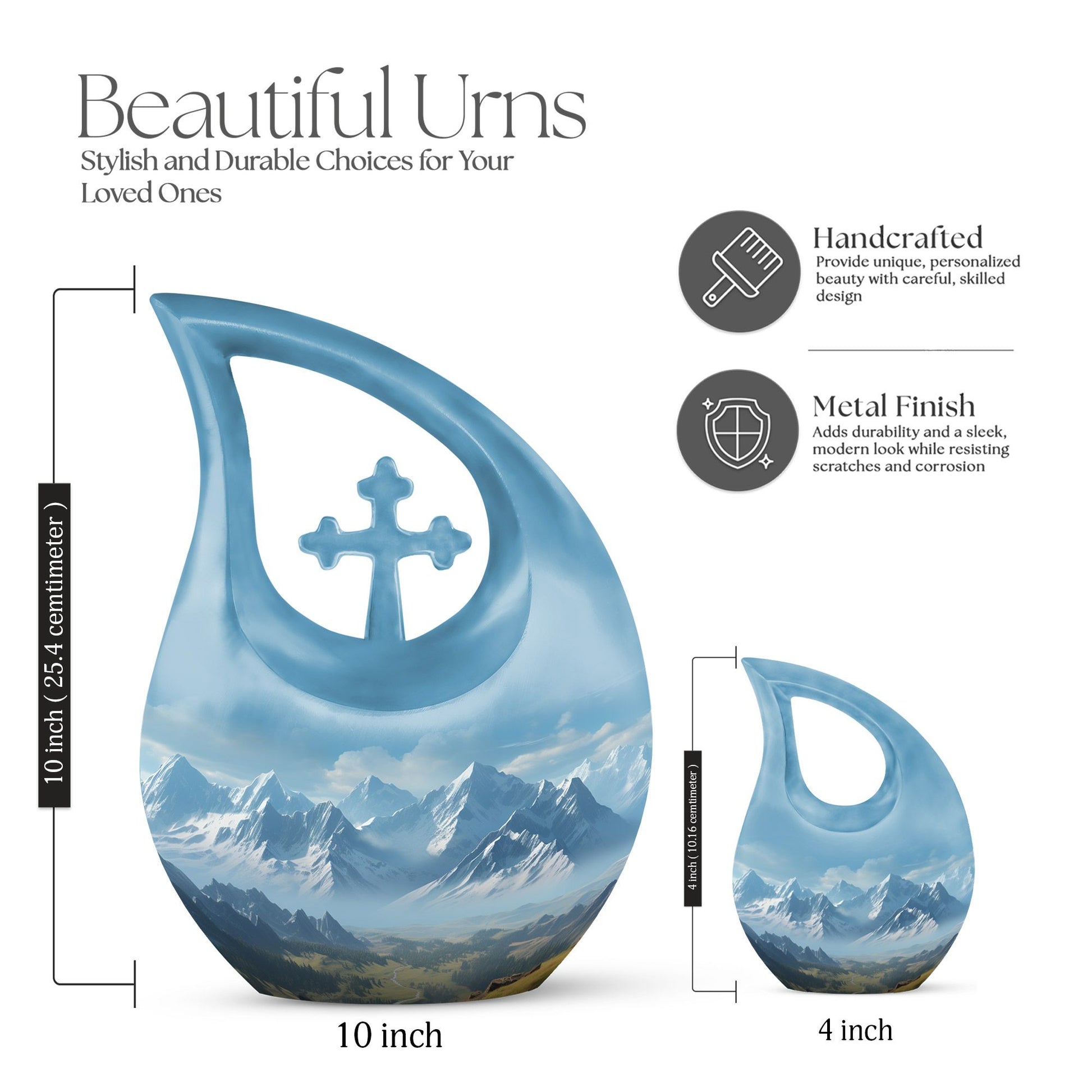 10-inch Wilderness Urn with Cross Drop