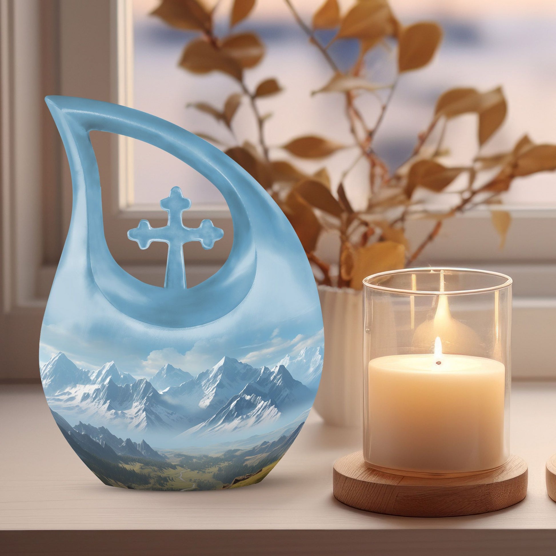 10-inch Wilderness Urn with Cross Drop
