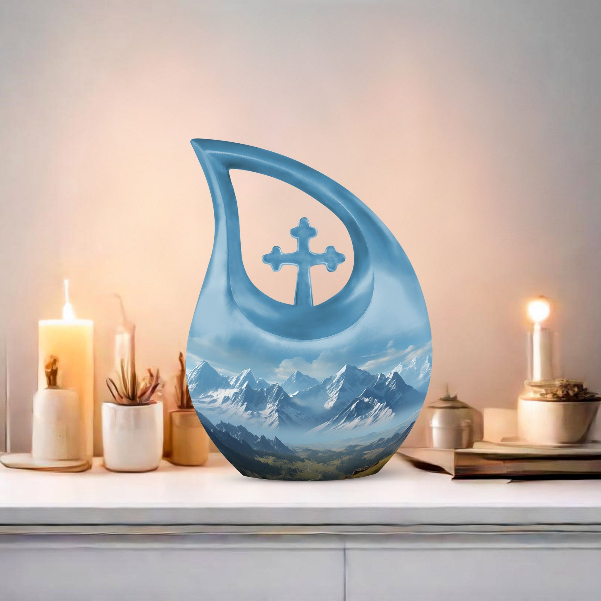 10-inch Wilderness Urn with Cross Drop